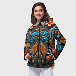 Ветровка с капюшоном женская Mirrow floral pattern - art - vogue, цвет: 3D-черный — фото 2