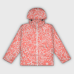 Ветровка с капюшоном женская Цветочный персиковый, цвет: 3D-белый