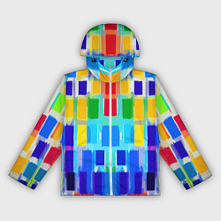 Ветровка с капюшоном женская Colorful strips - pop art - vogue, цвет: 3D-белый