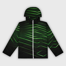 Ветровка с капюшоном женская Green abstract dark background, цвет: 3D-белый