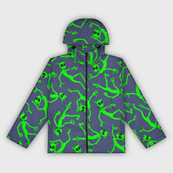Ветровка с капюшоном женская Инопланетяне паттерн, цвет: 3D-черный