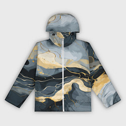 Ветровка с капюшоном женская Черный с золотом мрамор, цвет: 3D-белый