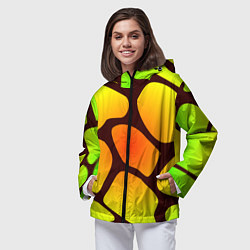 Ветровка с капюшоном женская Коричневая сеть с цветными пятнами, цвет: 3D-черный — фото 2