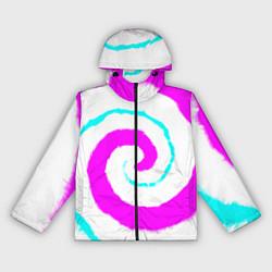 Ветровка с капюшоном женская Тай-дай розовый, цвет: 3D-черный