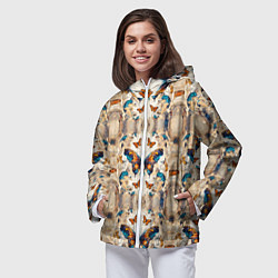 Ветровка с капюшоном женская Бабочки узор, цвет: 3D-белый — фото 2
