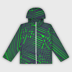 Ветровка с капюшоном женская Кибер сеть ЗелёныйФиолетовый, цвет: 3D-белый