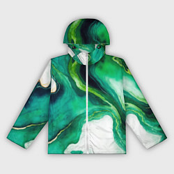 Ветровка с капюшоном женская Жидкий изумруд в стиле арт, цвет: 3D-белый