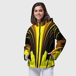 Ветровка с капюшоном женская Черно-желтые мотивы, цвет: 3D-черный — фото 2