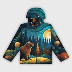 Ветровка с капюшоном женская Хозяин тайги: медведь в лесу, цвет: 3D-черный