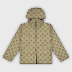 Ветровка с капюшоном женская Паттерн глаз с растительным орнаментом на бежевом, цвет: 3D-черный