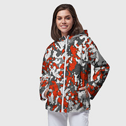 Ветровка с капюшоном женская Абстракция серо-красная, цвет: 3D-белый — фото 2