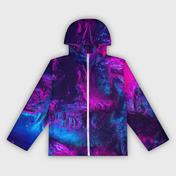 Ветровка с капюшоном женская Неоновая абстракция синий и розовый, цвет: 3D-белый