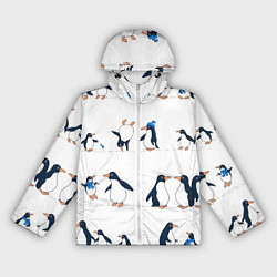 Ветровка с капюшоном женская Семейство пингвинов на прогулке, цвет: 3D-белый