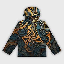 Ветровка с капюшоном женская Абстрактный узор в викингском стиле, цвет: 3D-черный