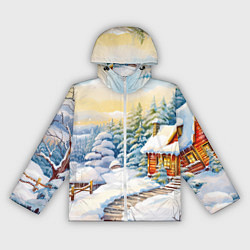 Ветровка с капюшоном женская Дорожка к новогоднему дому, цвет: 3D-белый