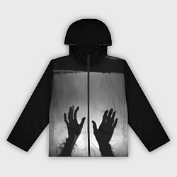 Ветровка с капюшоном женская Руки зомби в ночном тумане, цвет: 3D-черный
