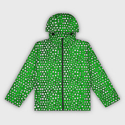 Ветровка с капюшоном женская Белые пузырьки на зелёном фоне, цвет: 3D-черный