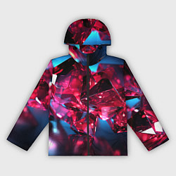Ветровка с капюшоном женская Стеклянные красные камни, цвет: 3D-черный