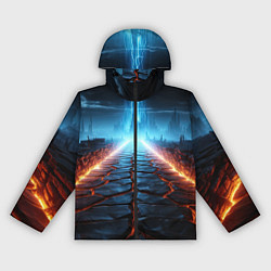 Ветровка с капюшоном женская Разломленная дорога, цвет: 3D-черный