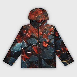 Ветровка с капюшоном женская Красные и черные плиты, цвет: 3D-черный