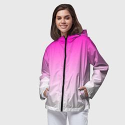 Ветровка с капюшоном женская Розово-белый градиент, цвет: 3D-черный — фото 2