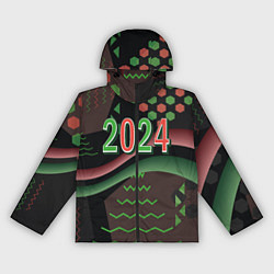 Ветровка с капюшоном женская 2024 абстрактный фон, цвет: 3D-черный