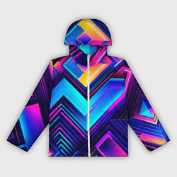 Ветровка с капюшоном женская Геометрическая неоновая абстракция, цвет: 3D-белый