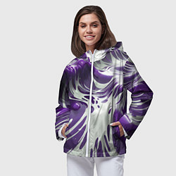 Ветровка с капюшоном женская Бело-фиолетовая краска, цвет: 3D-белый — фото 2