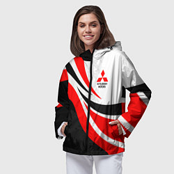 Ветровка с капюшоном женская Evo racer mitsubishi - uniform, цвет: 3D-черный — фото 2