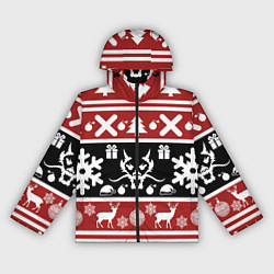 Ветровка с капюшоном женская Новогодний дракон и олени, цвет: 3D-черный