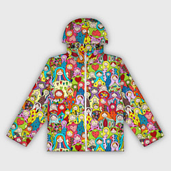 Ветровка с капюшоном женская Веселые русские матрешки, цвет: 3D-белый