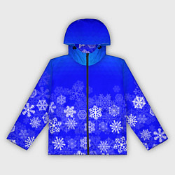 Ветровка с капюшоном женская Снежинки на синем, цвет: 3D-черный