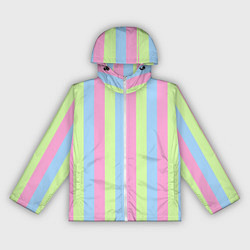Ветровка с капюшоном женская Полосатый сине-зелёно-розовый, цвет: 3D-белый