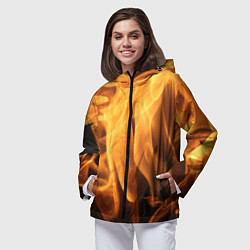 Ветровка с капюшоном женская Языки пламень, цвет: 3D-черный — фото 2