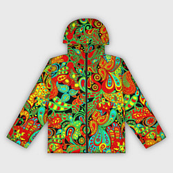Ветровка с капюшоном женская Индийский этнический орнамент пейсли, цвет: 3D-черный