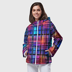 Ветровка с капюшоном женская Неоновый паттерн, цвет: 3D-белый — фото 2