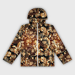 Ветровка с капюшоном женская Пейсли золотые узоры, цвет: 3D-белый