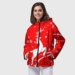 Ветровка с капюшоном женская Christmas deer, цвет: 3D-черный — фото 2
