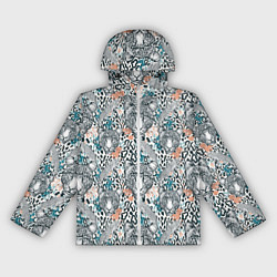 Ветровка с капюшоном женская Дикий тропический ягуар, цвет: 3D-белый