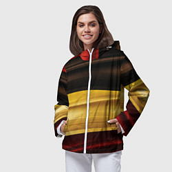 Ветровка с капюшоном женская Черный красный желтый цвет абстракции, цвет: 3D-белый — фото 2