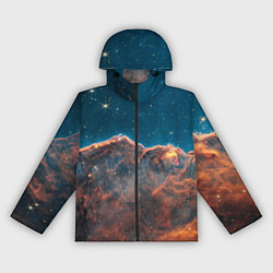 Ветровка с капюшоном женская Туманность Киля наблюдаемая телескопом Уэбба, цвет: 3D-черный