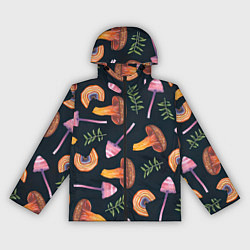 Ветровка с капюшоном женская Goblincore - болотные грибы, цвет: 3D-черный