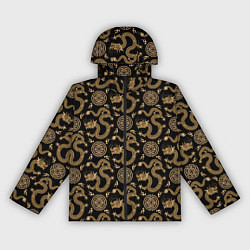 Ветровка с капюшоном женская Символ года в паттерне, цвет: 3D-черный