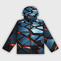 Ветровка с капюшоном женская Абстрактные плиты с оранжевым светом, цвет: 3D-черный