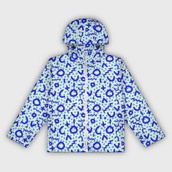 Ветровка с капюшоном женская Синие каракули, цвет: 3D-белый