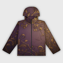 Женская ветровка Золотистые узоры на фиолетовом фоне