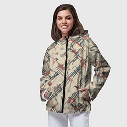 Ветровка с капюшоном женская Абстракция ключая, цвет: 3D-черный — фото 2