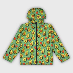 Ветровка с капюшоном женская Авокадо и сердечки, цвет: 3D-черный