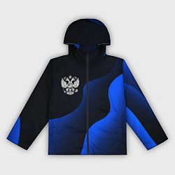 Ветровка с капюшоном женская Герб РФ - глубокий синий, цвет: 3D-черный