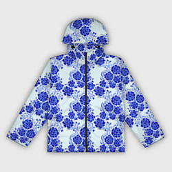 Ветровка с капюшоном женская Гжель классика, цвет: 3D-черный